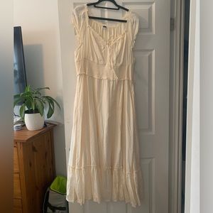 Cream Puff Sleeve Maxi Dress